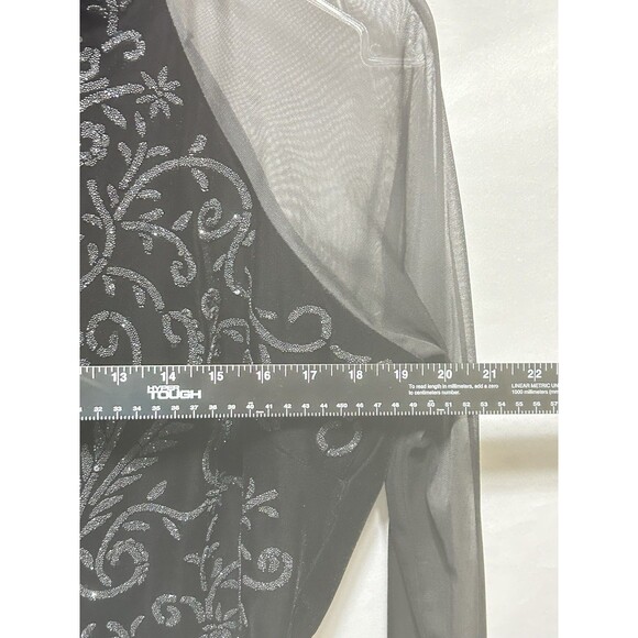 MSK Womens L‎ Black Beaded Sparkle With Mesh Sleeves Top - Picture 3 of 10